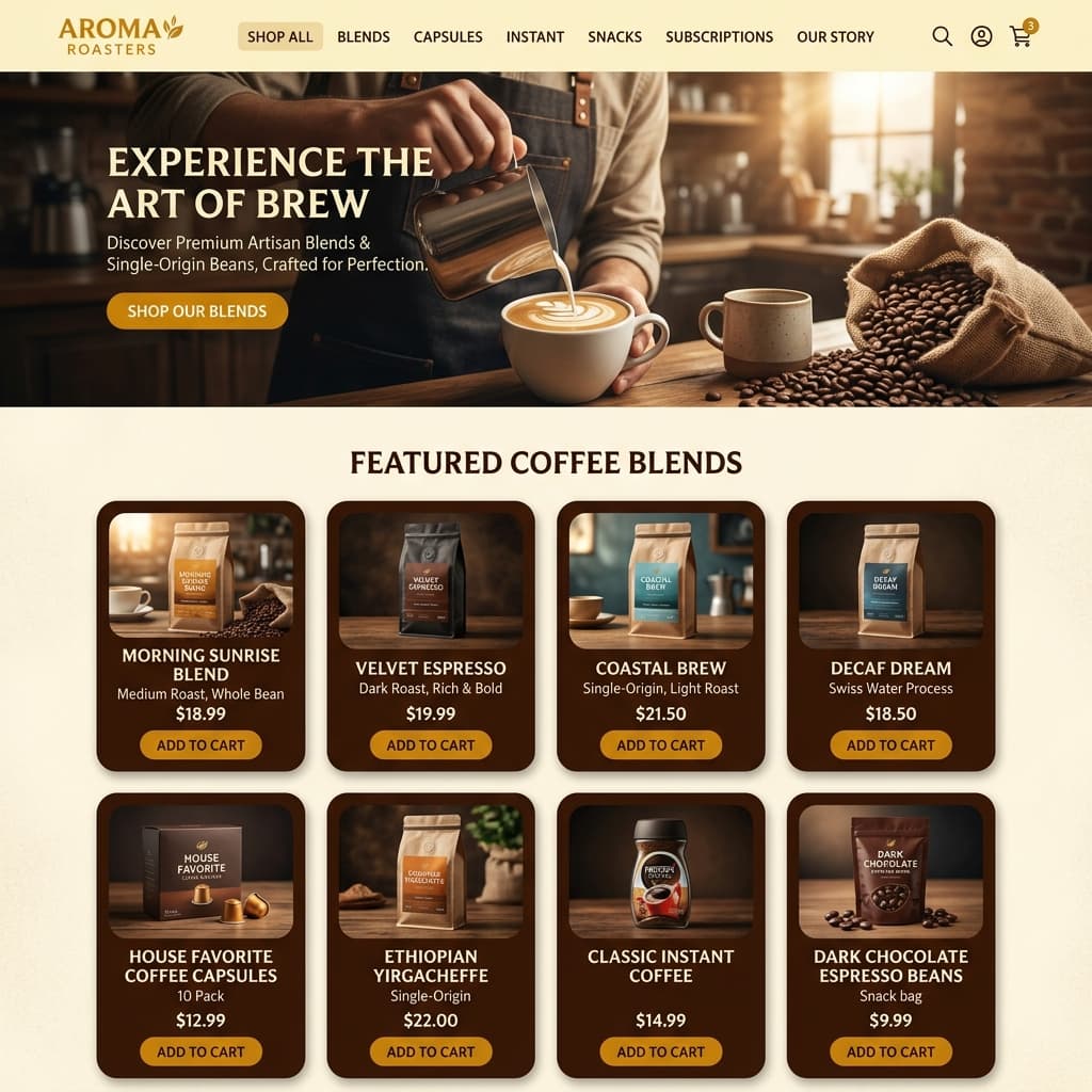 Sobeih Coffee Marketplace UI mockup